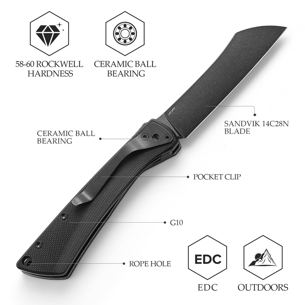 TRIVISA Norma-03B Higonokami Pocket Knife,3.3" 14C28N Steel,G10 Handle