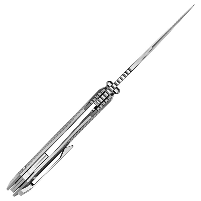 ArtisanCutlery Dark Wing Thumb Hole & Front Flipper Frame Lock EDC Knife Titanium Handle(3.63'' S35VN Stone Wash Blade ) 1887G-GY