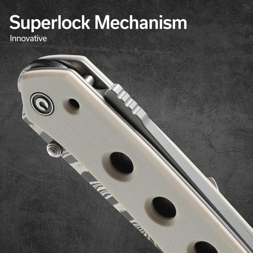 CIVIVI Vision FG Thumb Stud & Superlock Knife G10 Handle (3.54" Damascus Blade) C22036-DS1