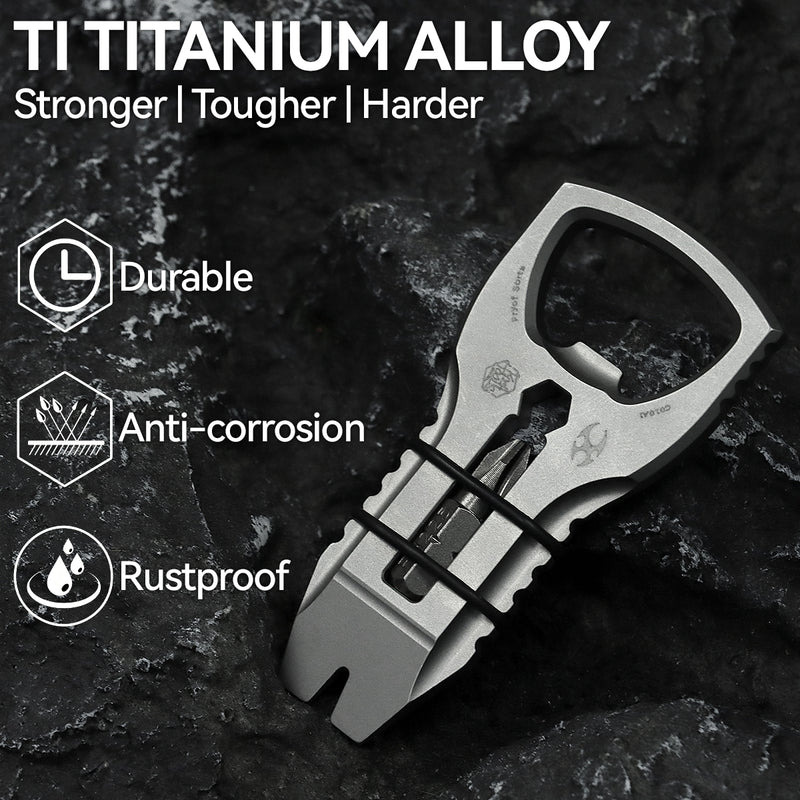 KANSEPT KNIVES PryOfSorts Titanium EDC Multi-Tool | Pry Bar, Bottle Opener & Magnetic Bit Driver | Plain Titanium | Designed by Koch Tools-C010A1