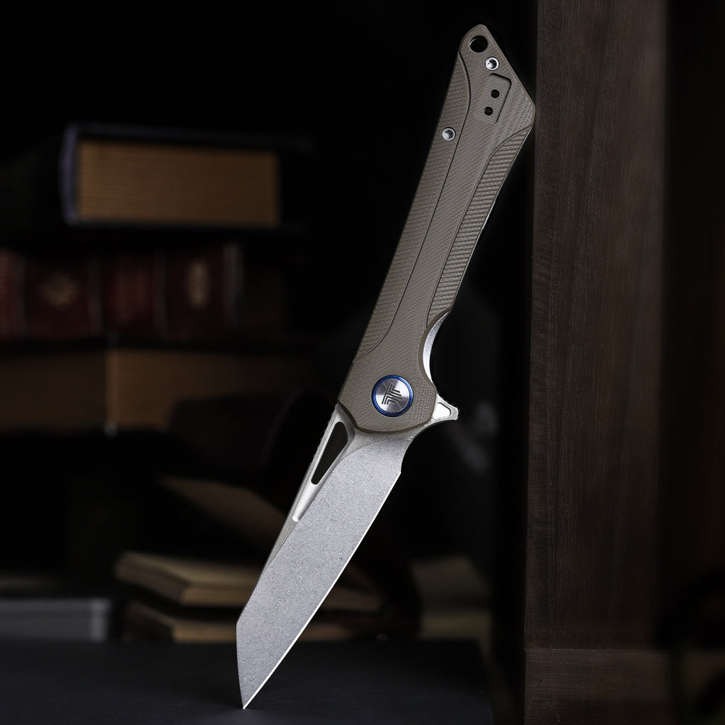 TRIVISA Monoceros-03D Liner Lock Pocket Folding Knfe,3.38" 14C28N Steel Blade,G10 Handle