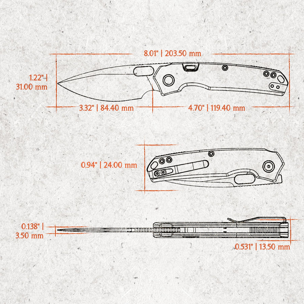 VOSTEED Psyop - Top Liner Lock Knife (3.32" Elmax Blade & Current Micarta Handle) - A2234