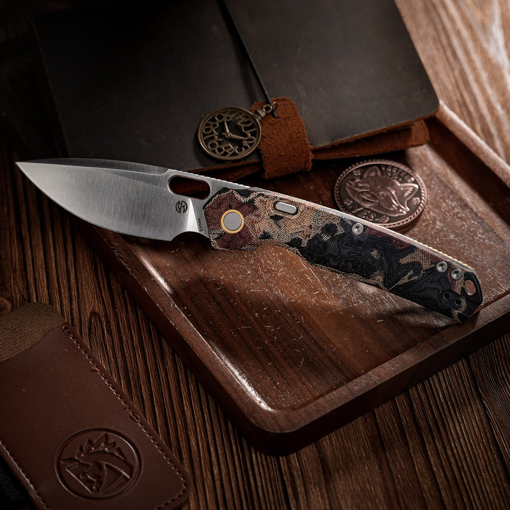 VOSTEED Psyop - Top Liner Lock Knife (3.32" Elmax Blade & Current Micarta Handle) - A2234