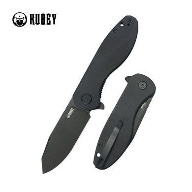 KUBEY Master Chief Outdoor Folding Pocket Knife Black G10 Handle 3.43" Blackwash 14C28N KU358N