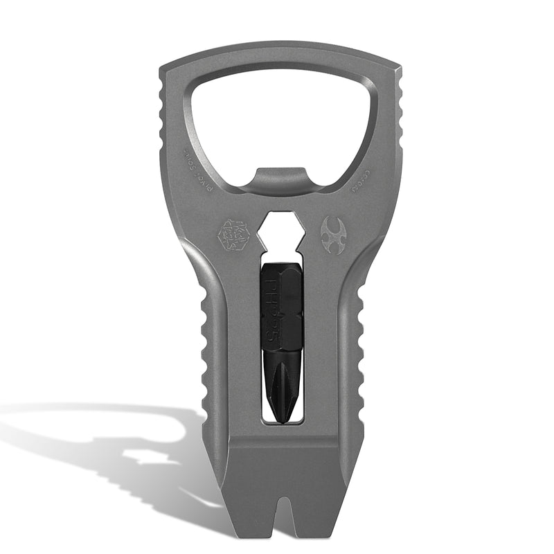 KANSEPT KNIVES PryOfSorts Titanium EDC Multi-Tool | Pry Bar, Bottle Opener & Magnetic Bit Driver | Plain Titanium | Designed by Koch Tools-C010A1
