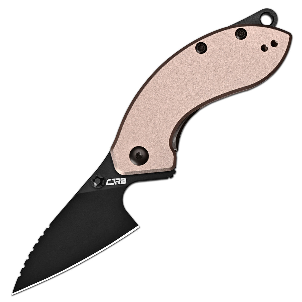 CJRB Spud Thumb Stud & Liner Lock Neck Knife Champagne Aluminum Handle(2.34'' AR-RPM9 Steel Black PVD Coating Blade) J1971-CP