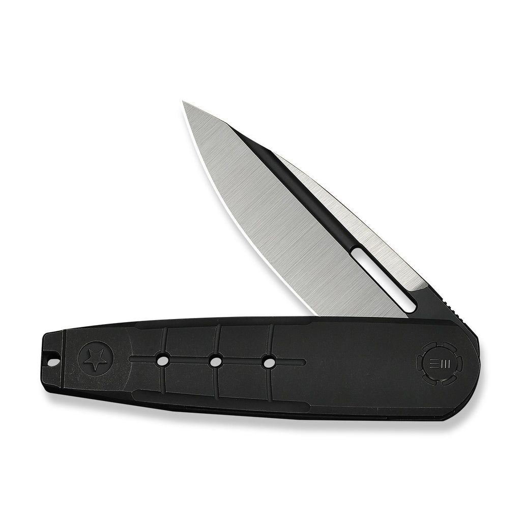 WEKNIFE Hull Flipper Knife Black Titanium Handle & Endcap (3.89" Hand Polished Satin Bohler M390 Blade, Black Stonewashed Flat) WE24046-1