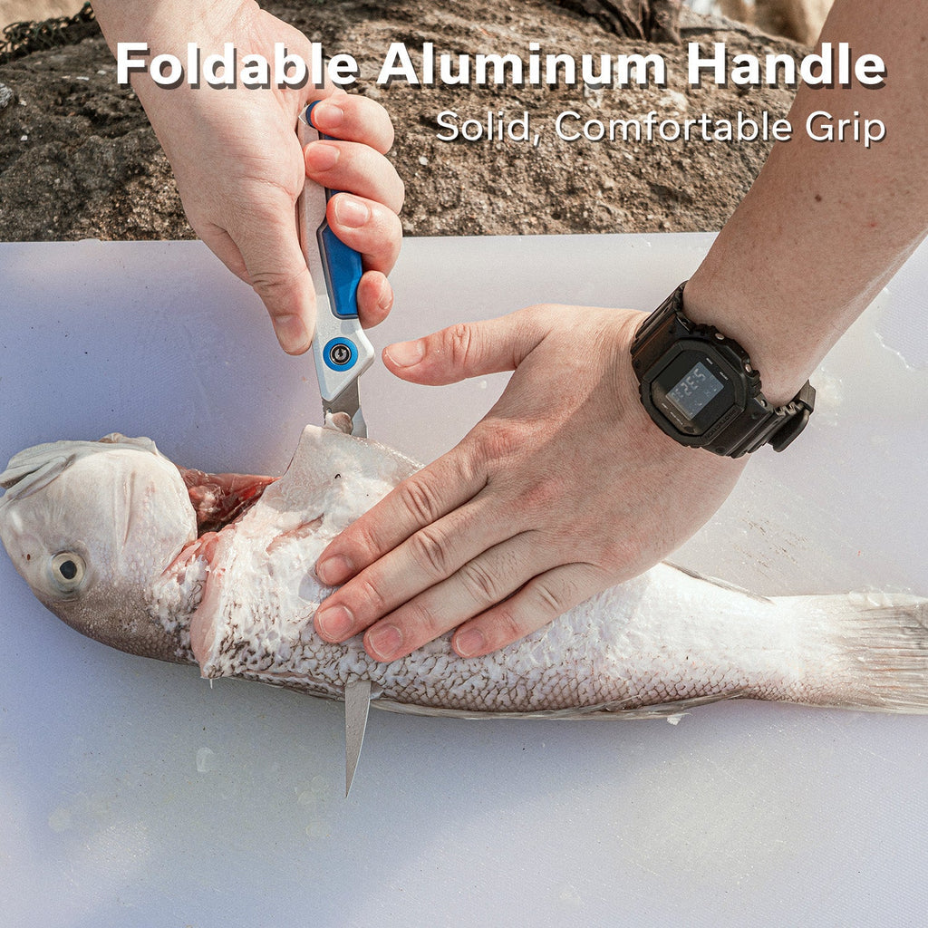 CIVIVI Shawka Folding Fillet Knife Aluminum Handle (5.81" 14C28N Blade) C22029B-2, With 1PC Black Nylon Sheath