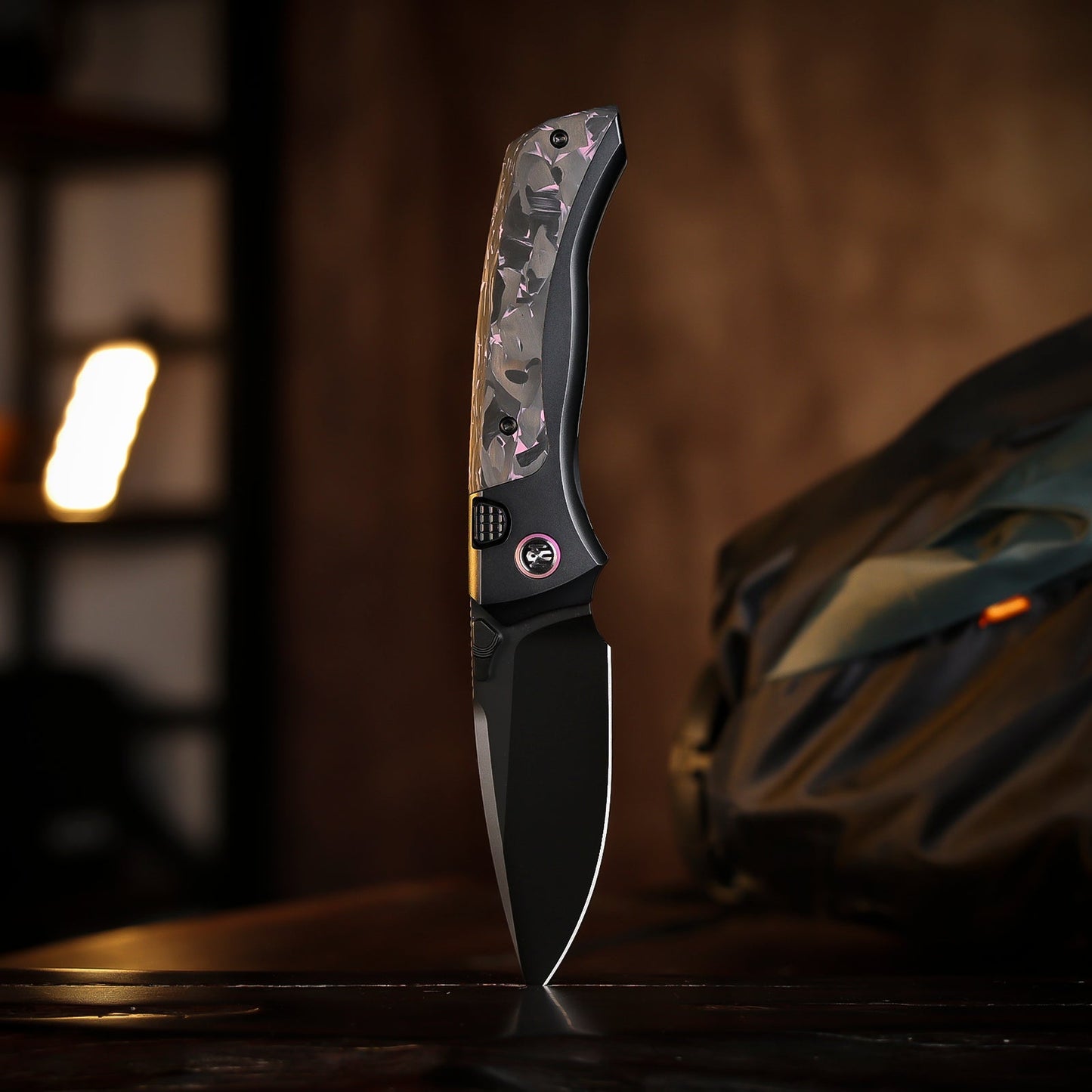 REMETTE RT-Steed Folding Pocket Knife Innovative Button Frame Lock Structure Design M390 DLC Blade Titanium + Carbon Fiber Handle Knives RTWS-BY