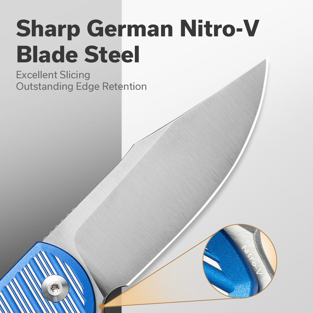 CIVIVI Stormhowl Flipper & Button Lock Knife Aluminum Handle (3.3" Nitro-V Blade) C23040B-2