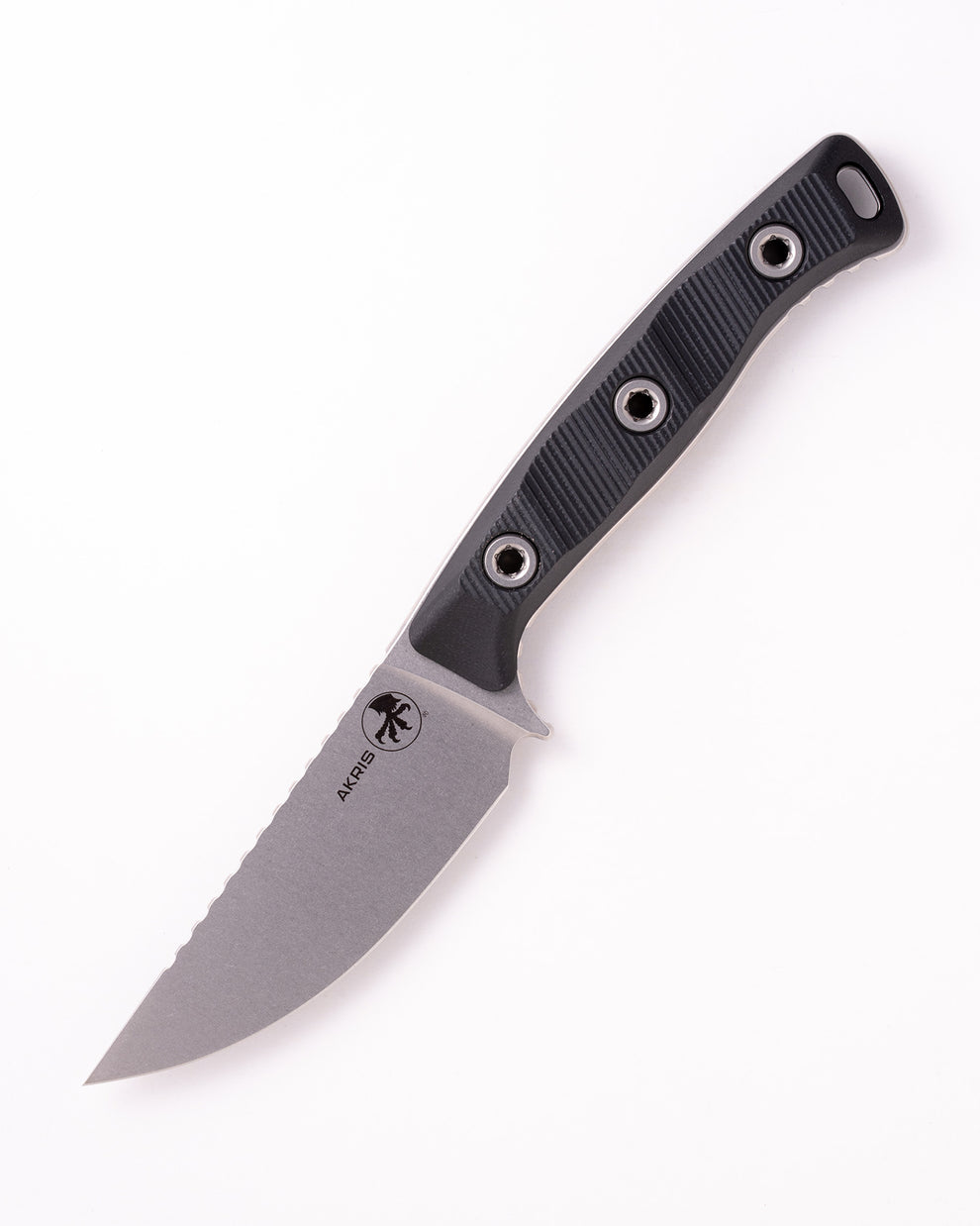 MICROTECH Akris Stonewash Standard G-10 Black with Black Leather Sheath (95-10BK-2)