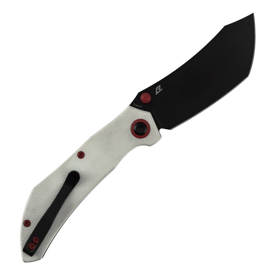 Tenable Tipper Folding Knife | 3.39'' Blackwash Nitro V Blade | White G10 Handle | Edgy Bladeworks Design | B1079A4