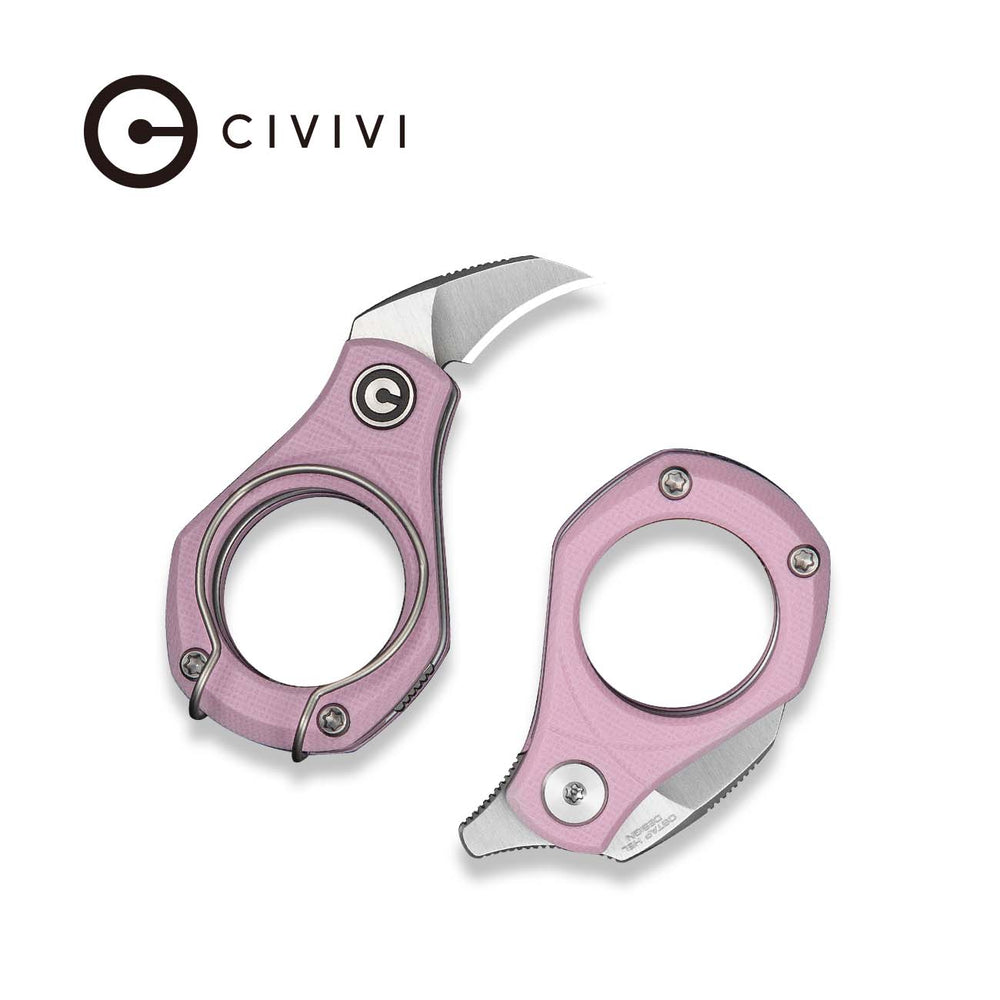 CIVIVI Pyrus Slip Joint Utility Knife Powder Pink G10 Handle (0.65" Satin Finished 14C28N Blade) C23038-5