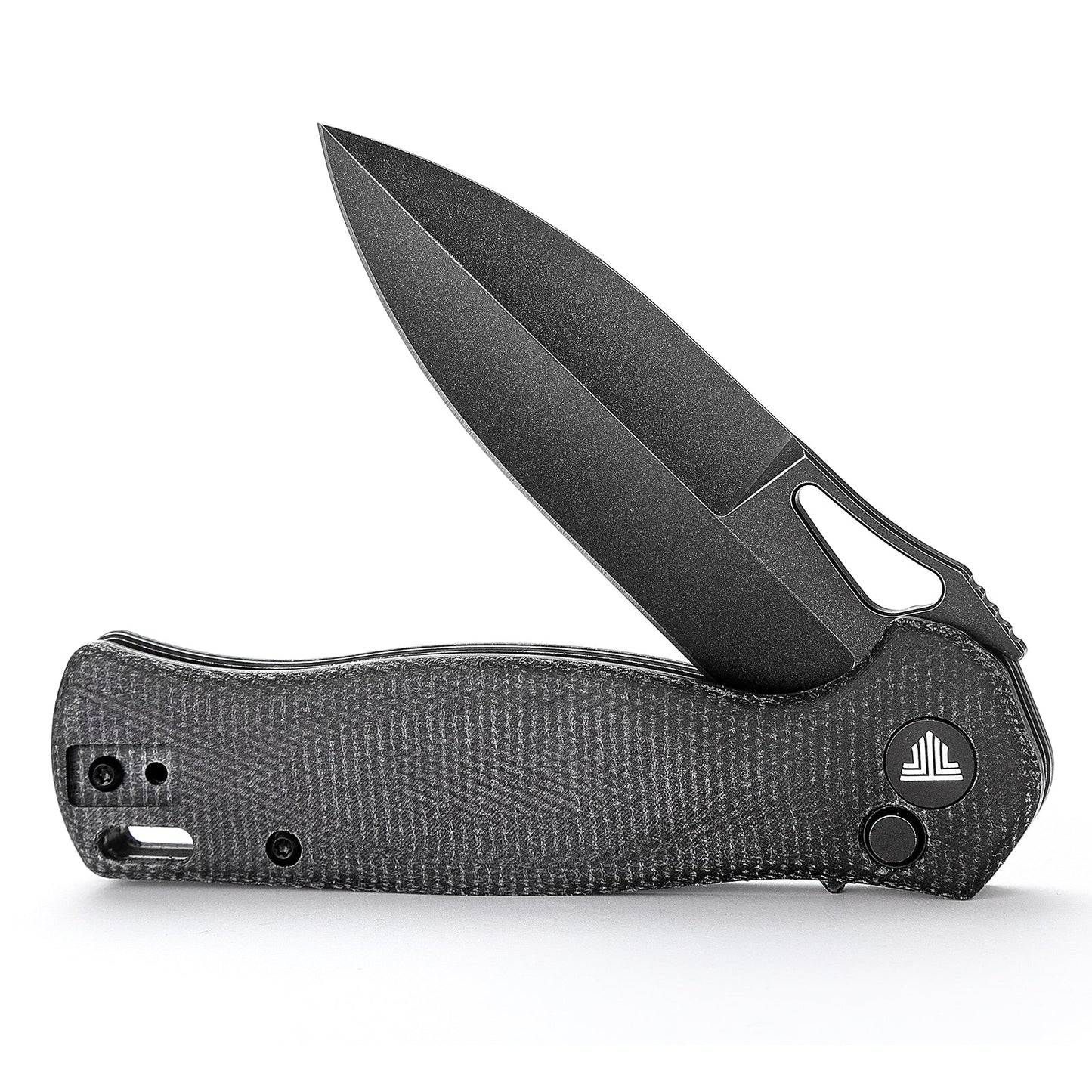 TRIVISA Crateris-04B Button Lock Folding Pocket Knife,3.38" 14C28N Steel,Micarta Handle