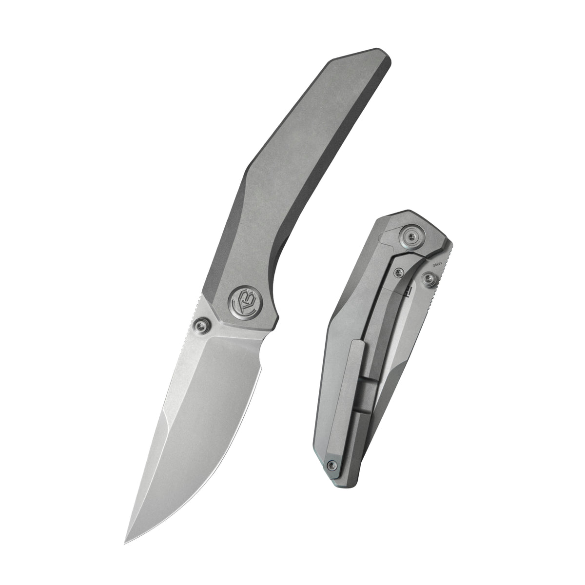 KB Eclipse Folding Knife Grey Integral Titanium Handle 3.31'' Sandblast M390 Blade KB417A