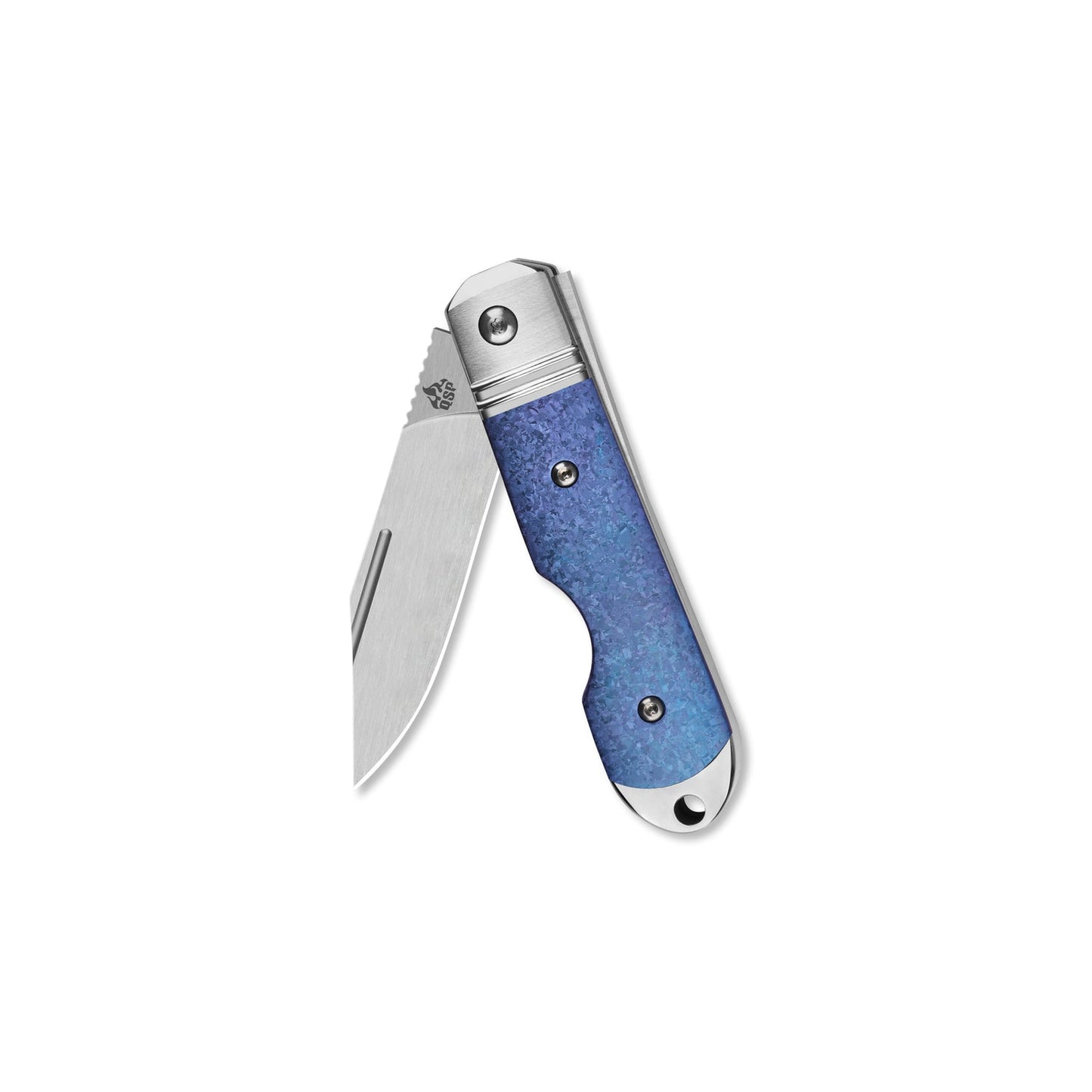 QSP Moray Slip Joint Pocket Knife Vanax blade Blue Crystal Titanium Handle-Limited Edition