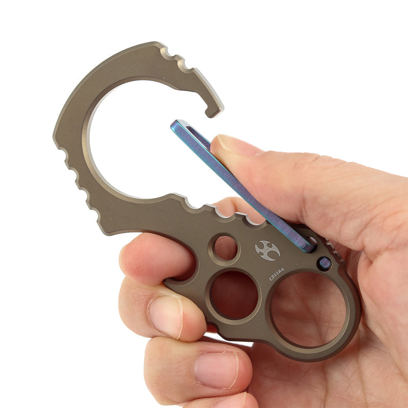 Kansept EDC Tools Carabiner C011A4 Titanium EDC Keychain Clip Bronze Anodized Titanium with Green Anodized Lock Koch Tools Designed