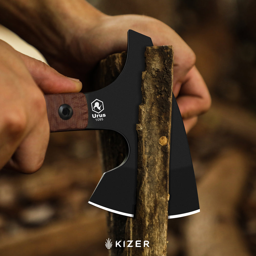 KIZER CUTLERY Urus | Lightweight Axe | 1095 | Black Coating | Micarta | Camping Outdoor Tool | KizerV™ 1073A1