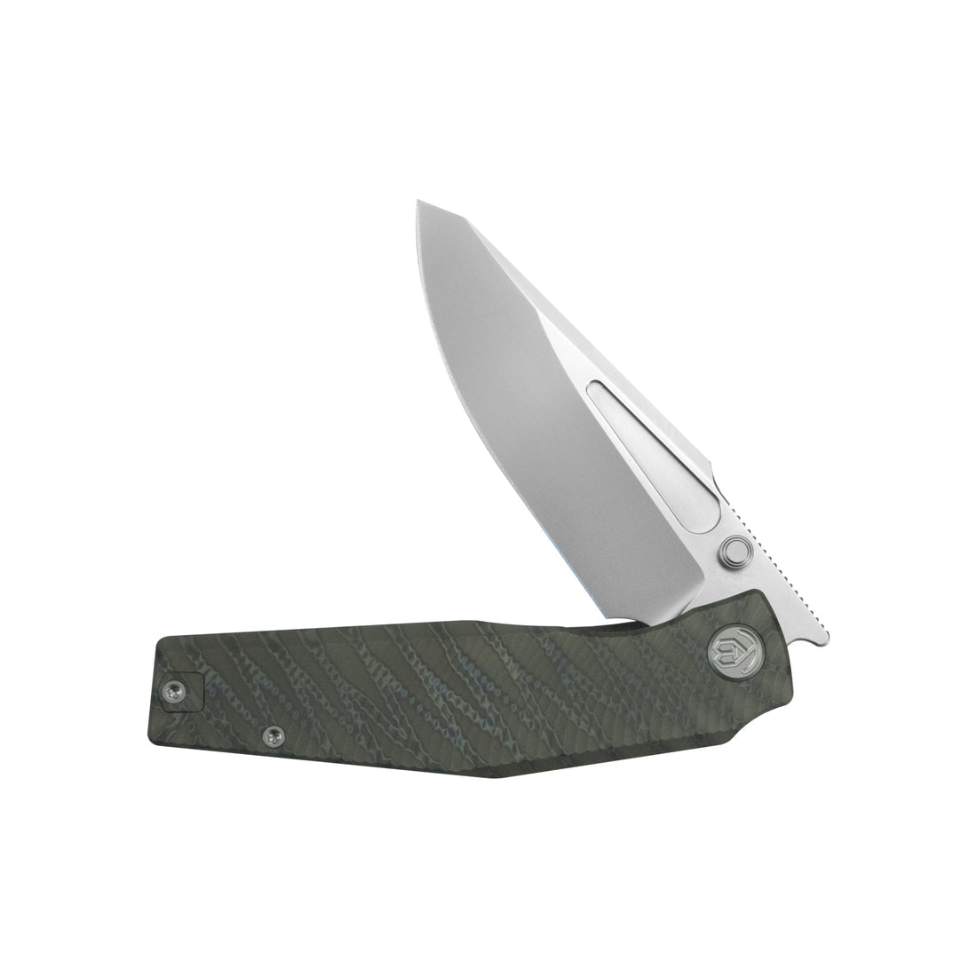 KB Illusion Folding Knife Flame Titanium Handle 3.46‘’ Silver Bead Blast Bohler M390 Blade KB443B