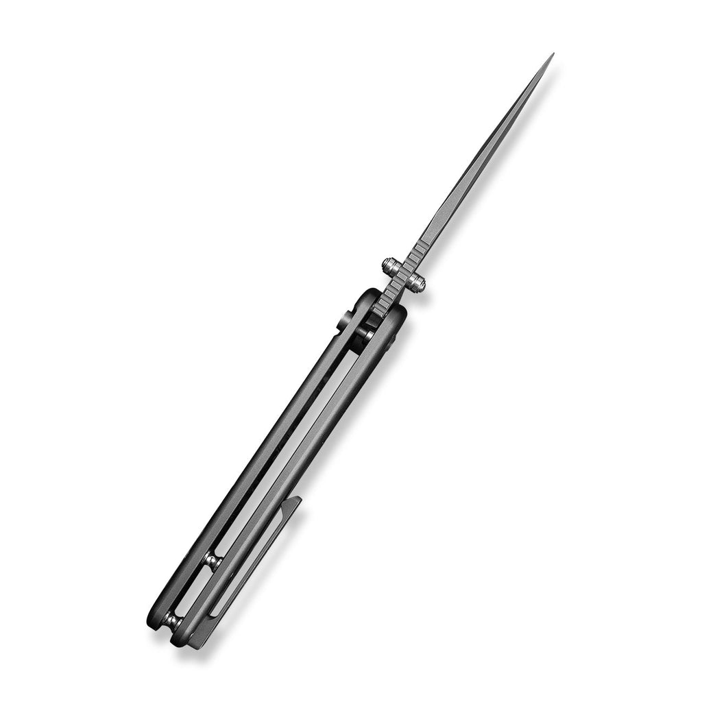 CIVIVI Iron Tide Flipper & Thumb Stud & Button Lock Knife Gray Aluminum Handle (3.24" Gray Stonewashed 14C28N Blade) C25011-3