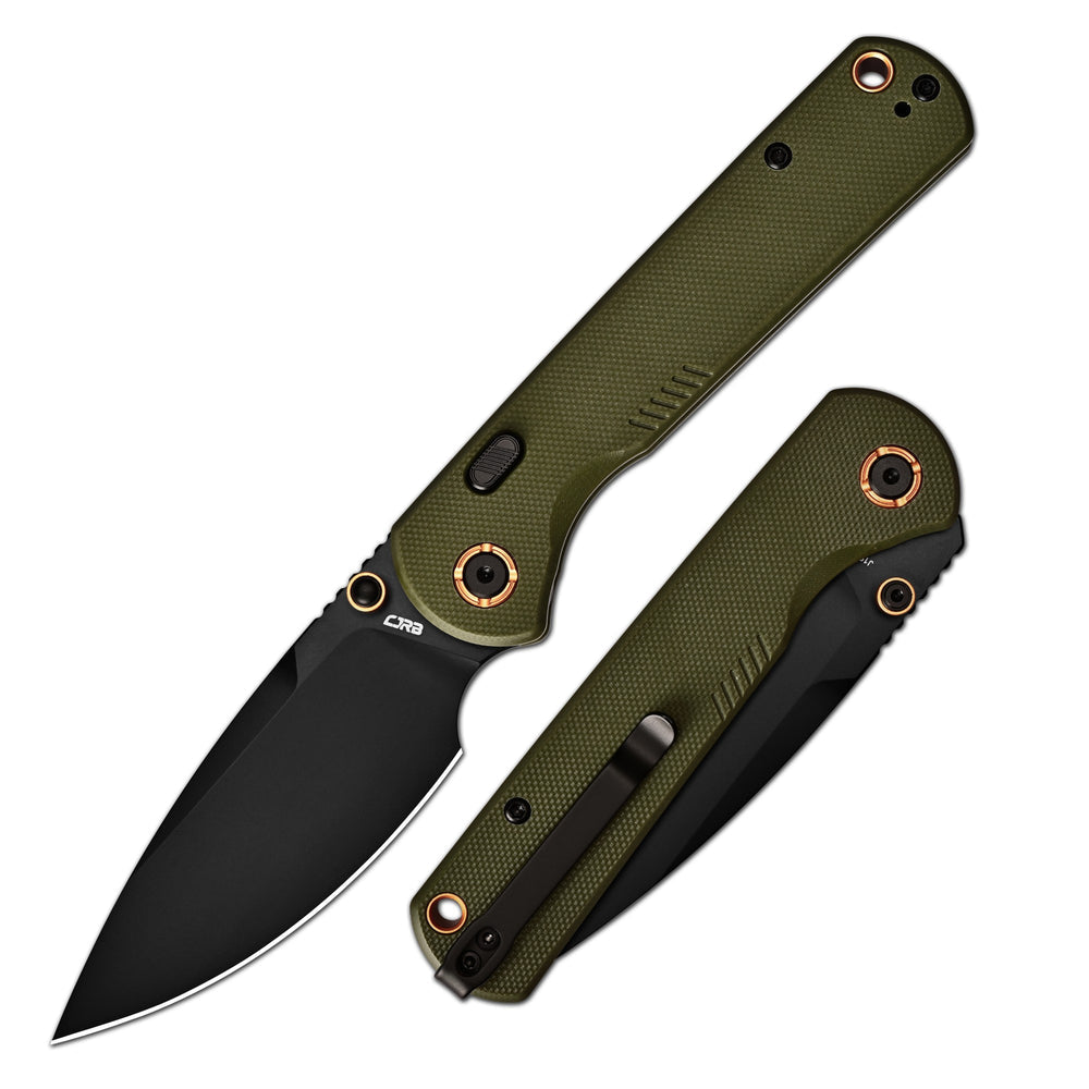 CJRB Latitude Thumb Stud & Top Liner Lock EDC Knife Green G10 Handle(3.47'' AR-RPM9 Steel Black PVD Coating Blade) J1975-BGN
