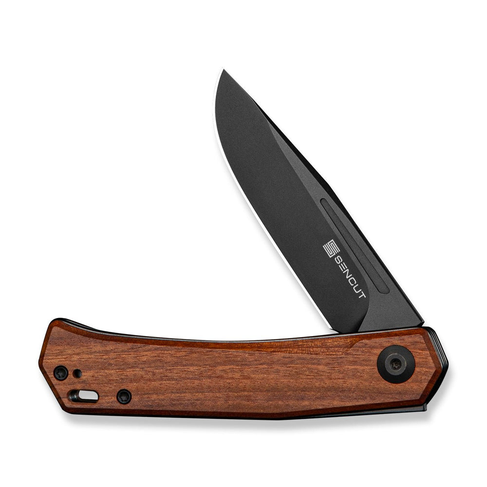 SENCUT Braxx Slip Joint Knife Guibourtia Wood Handle (3.12" Black D2 Blade) S25089-3