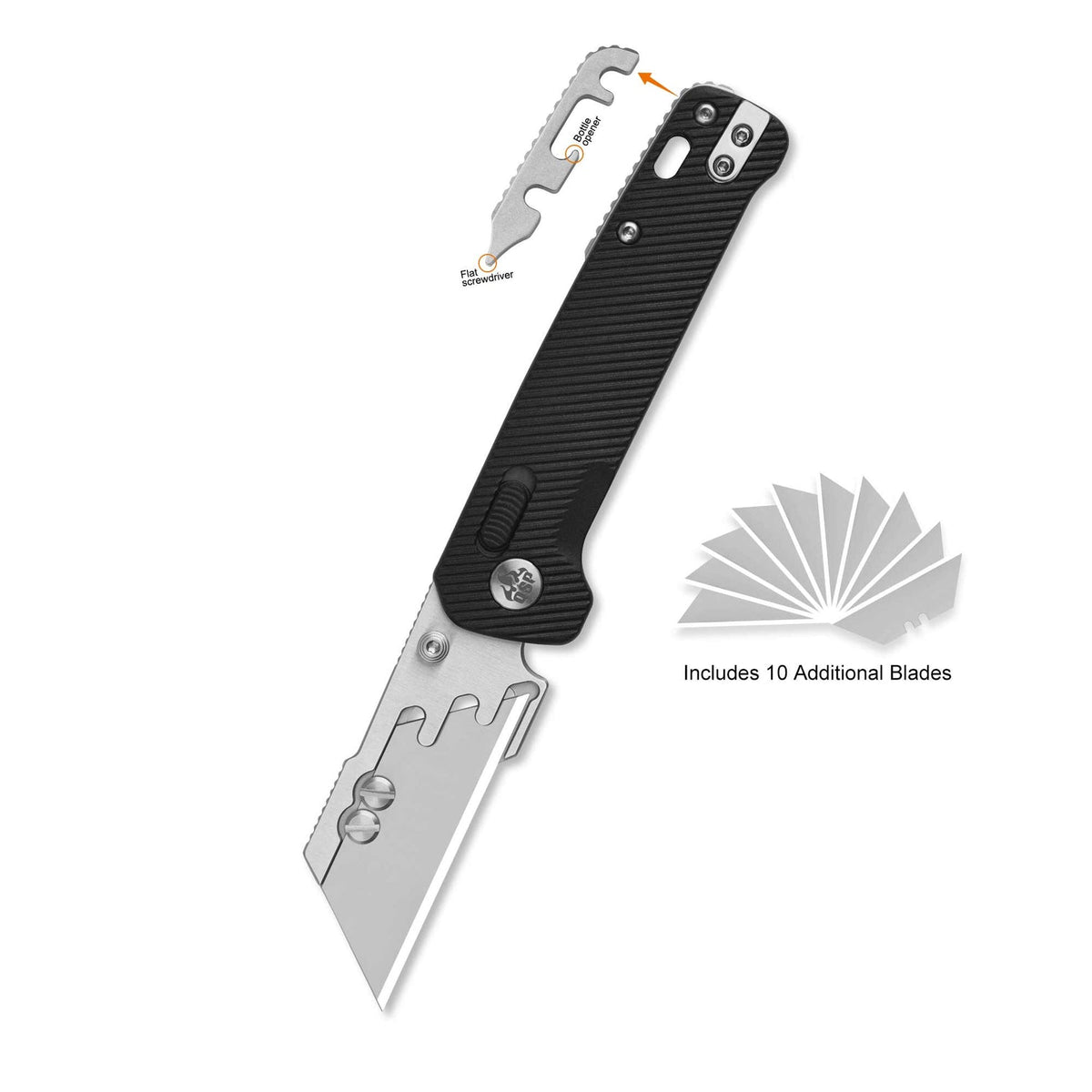 QSP Penguin Workmate Glyde Lock Utility Knife Stainless Steel Blade Black FRN Handle
