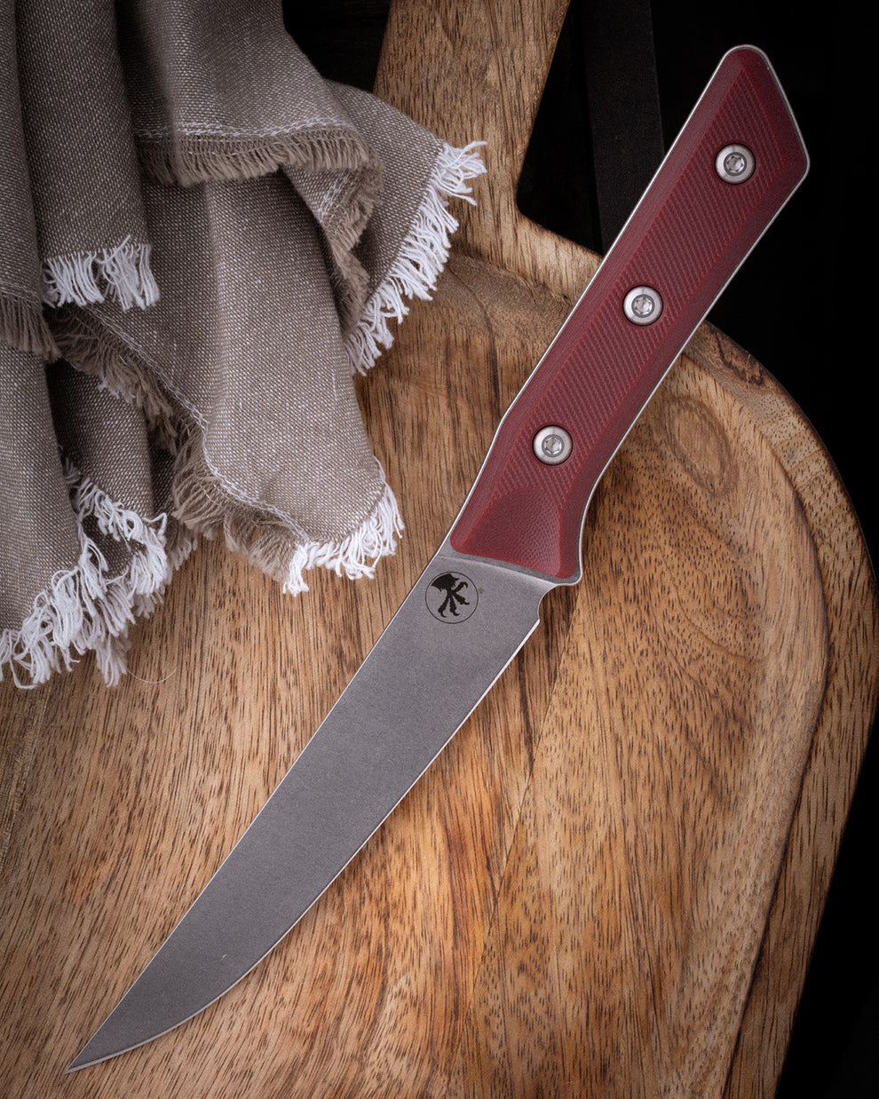 Microtech Gear Boning Knife Stonewash Standard Merlot G-10 (3100-10MR)