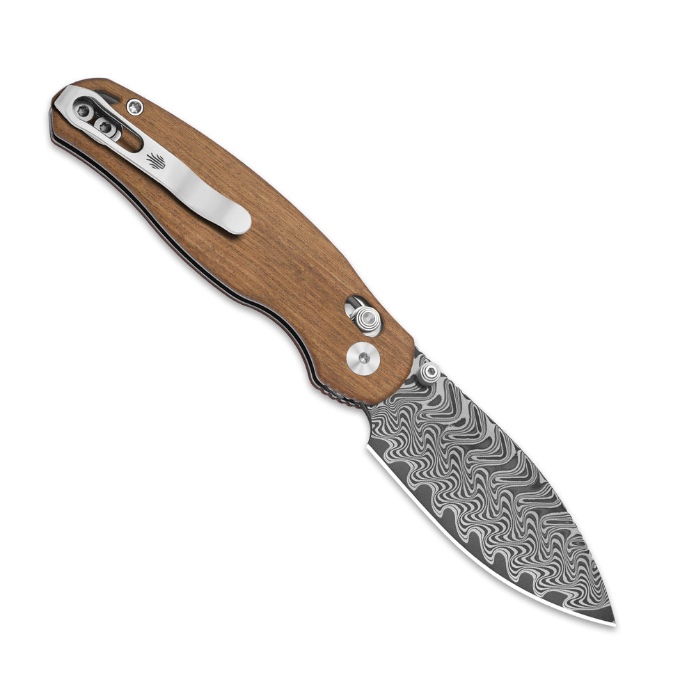 KIZER CUTLERY Phoca CD | Damascus | Mkuruti Wood | Clutch Lock