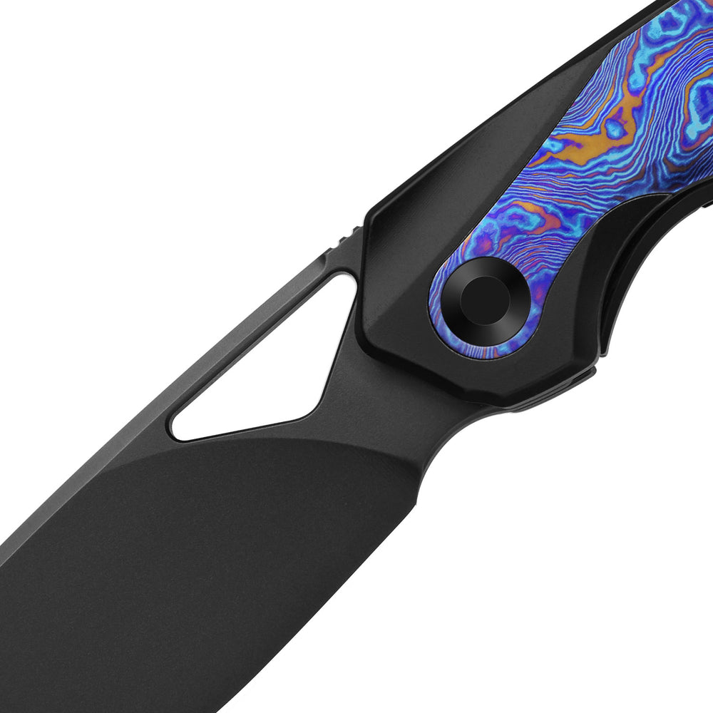 KIZER CUTLERY Topsail | S45VN | Titanium & Timascus | Matte DLC Ultra | Front Flipper | Ki3735A2
