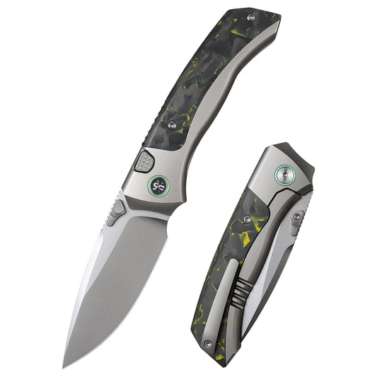 REMETTE RT-Steed Innovative Button Frame Lock M390 Blade Titanium Carbon Fiber Handle Folding Pocket Knife RTWS-TY