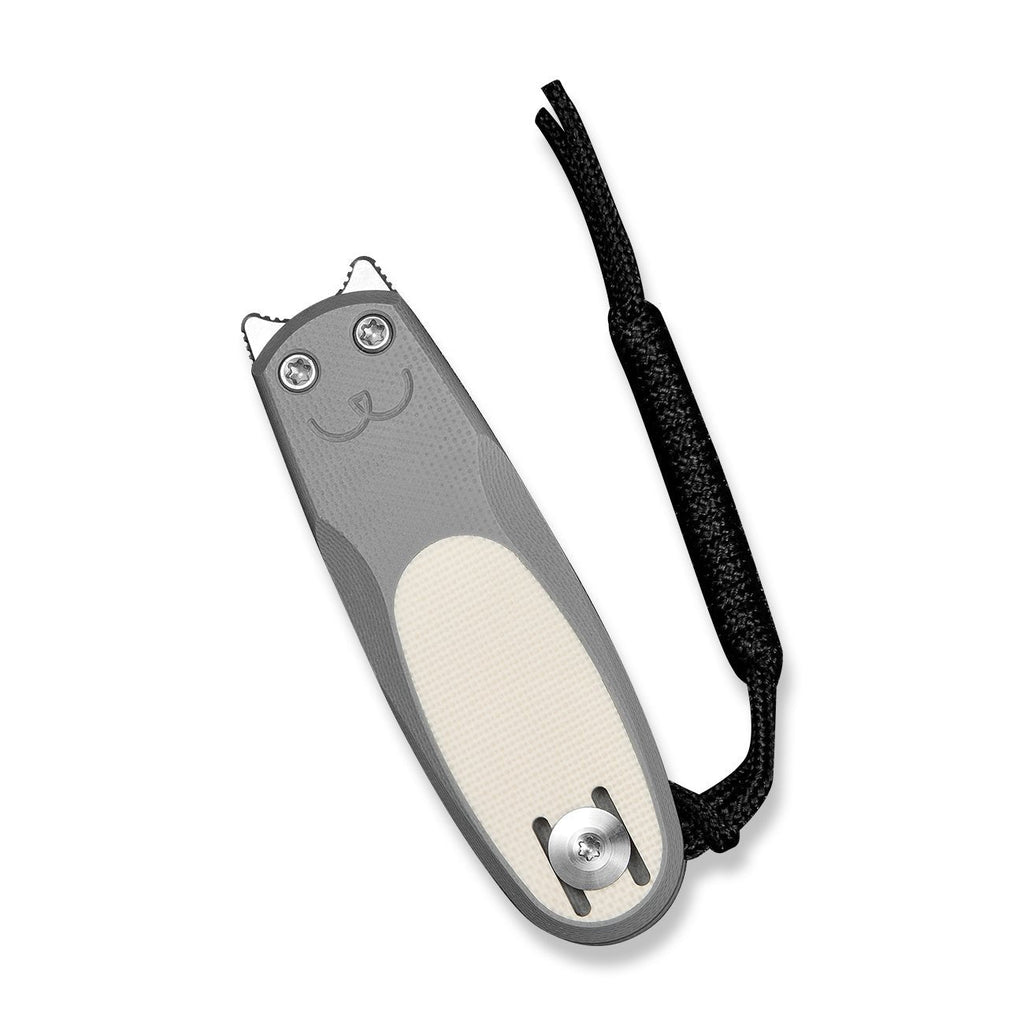 CIVIVI Purr Flipper & Slip Joint Knife Gray & Ivory G10 Handle (1.83" Satin Finished Nitro-V Blade) C25054-1, With 1PC Black Lanyard