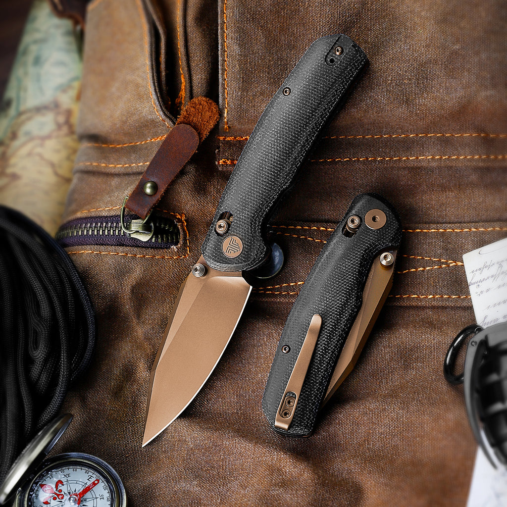 TRIVISA Hornet-BM Crossbar Lock EDC Folding Pocket Knife,3.34" 14C28N Steel Blade,Micarta Handle