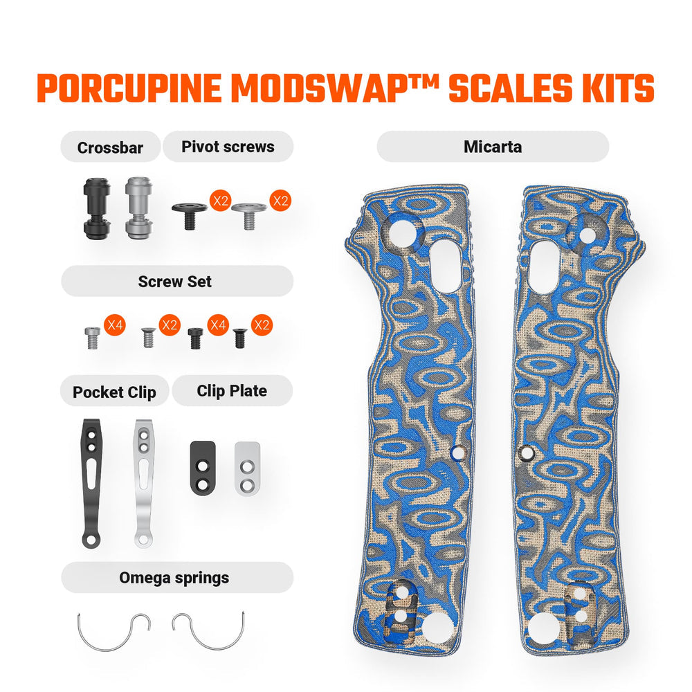 VOSTEED Porcupine ModSwap™ Handle Scales Kits - Blue Ocean Micarta - W0306