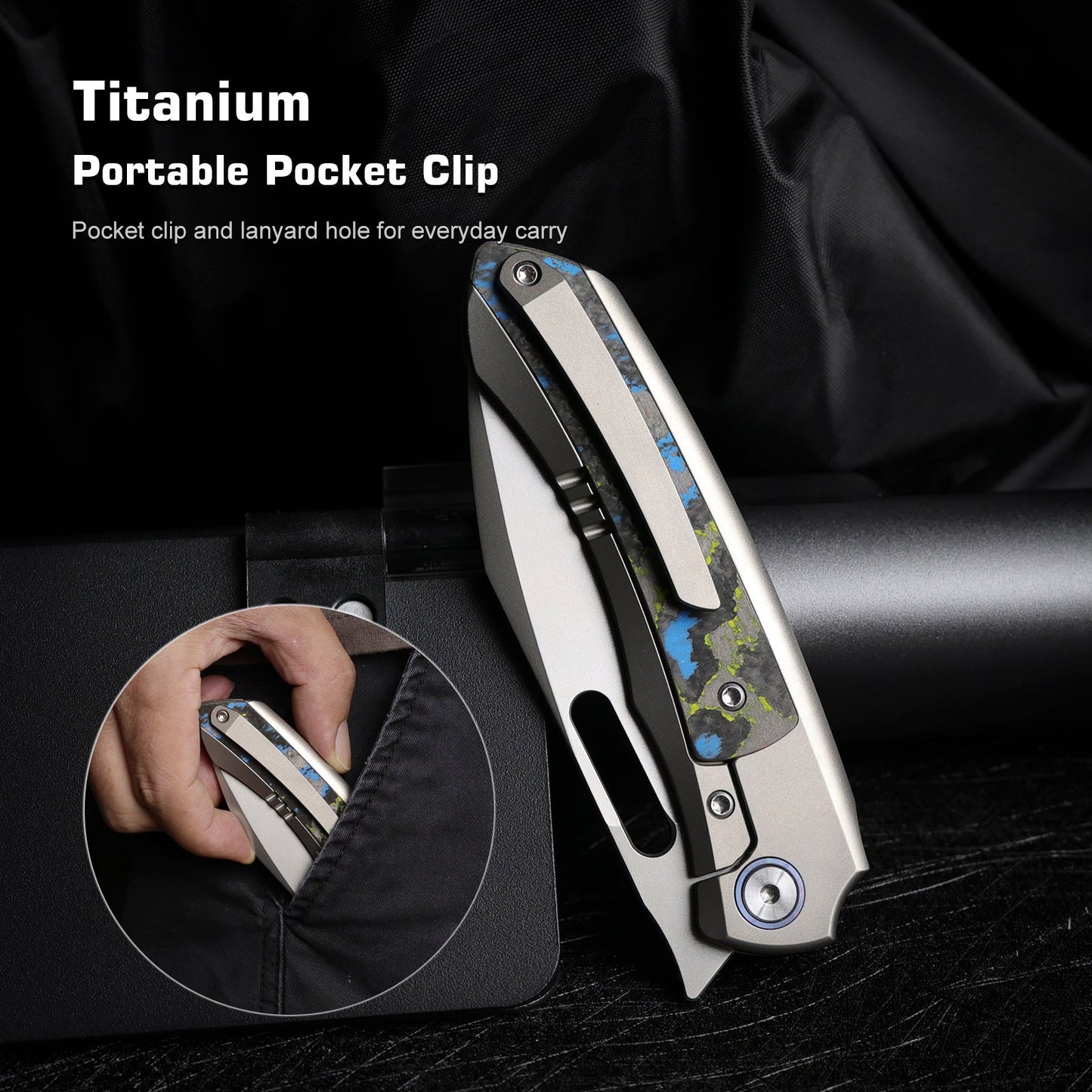 REMETTE RT-Orca Knife Button+Frame Lock M390 Blade Titanium Handle Outdoor Camping Knives ORCAUR