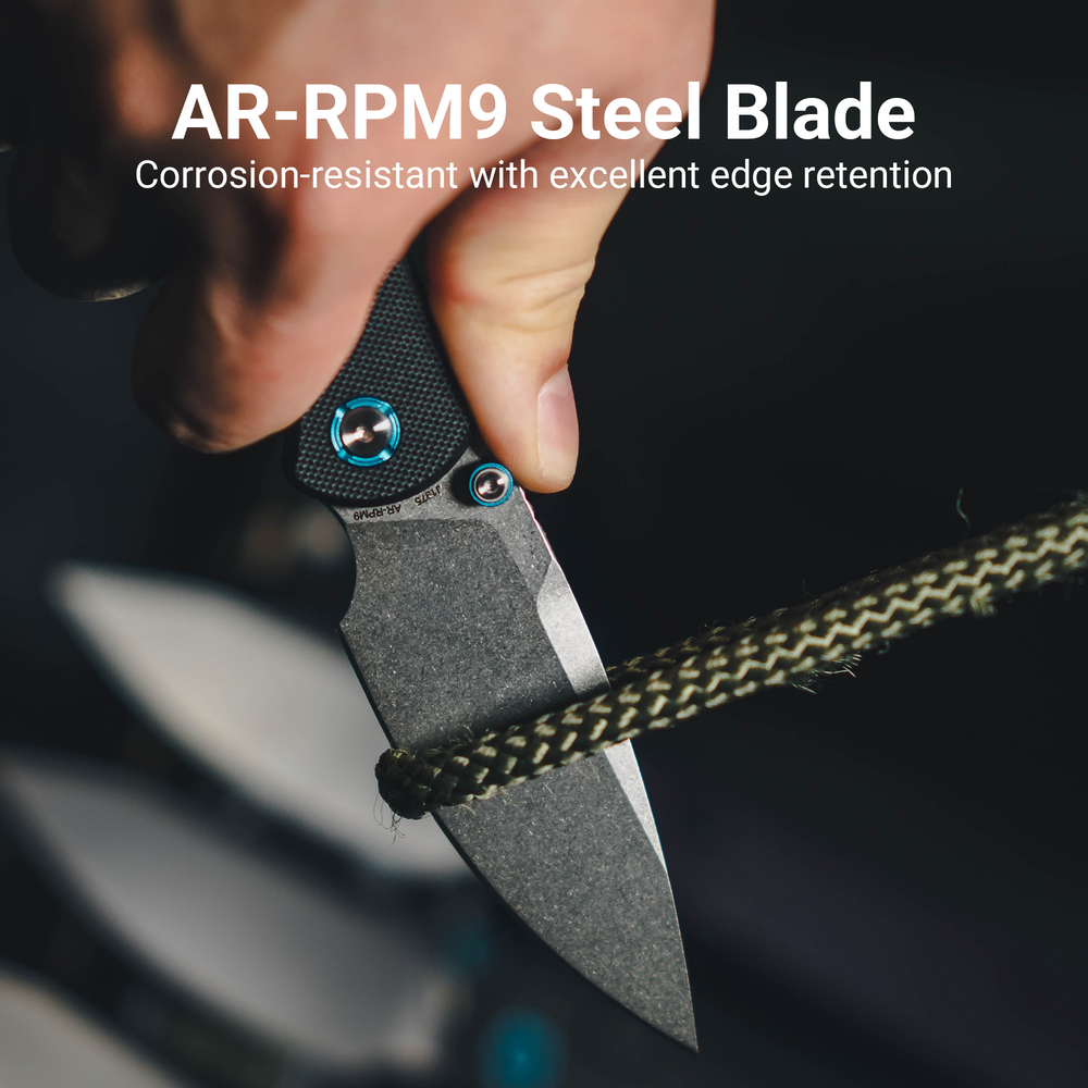 CJRB Latitude Thumb Stud & Top Liner Lock EDC Knife Black G10 Handle(3.47'' AR-RPM9 Steel Stone Wash Blade) J1975-BK