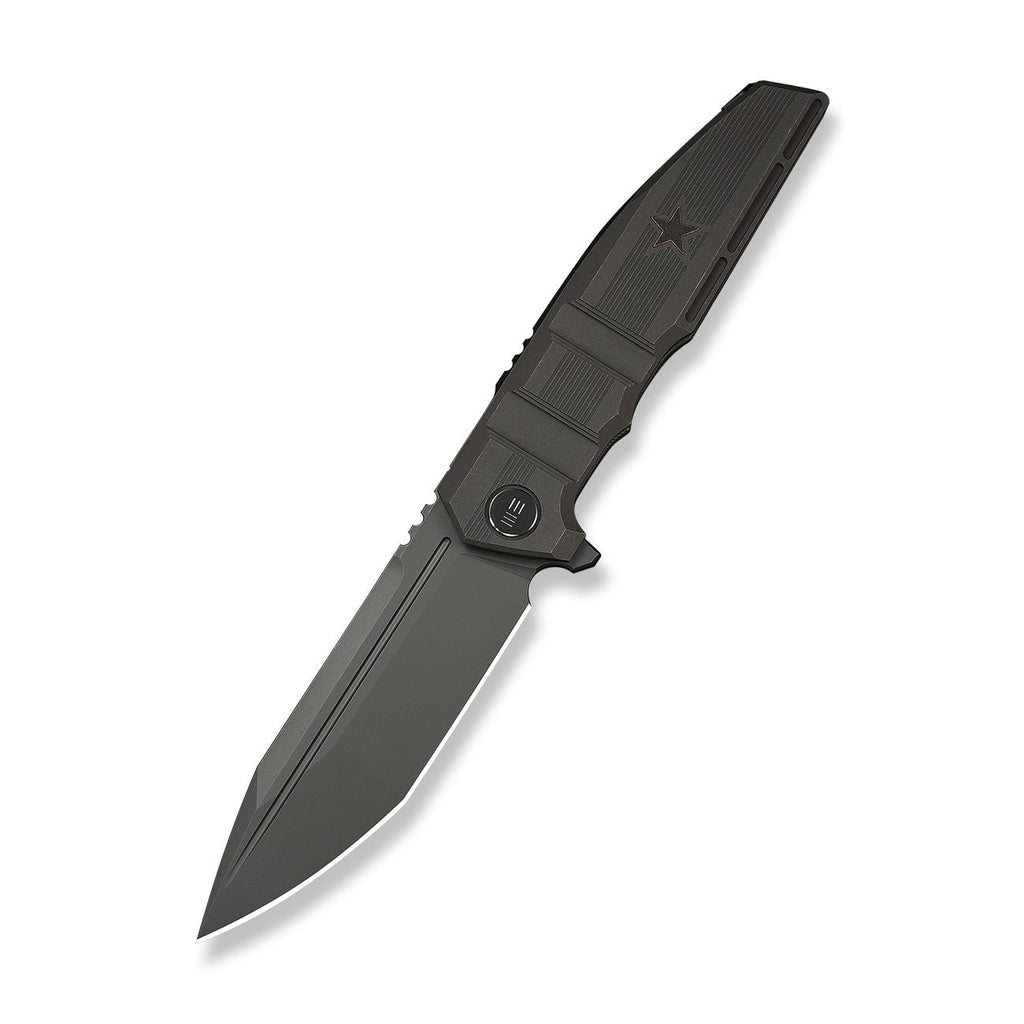 WEKNIFE Breach Flipper Knife Charcoal Gray Titanium Handle (3.85" Dark Gray Stonewashed Bohler M390 Blade) WE25077-1