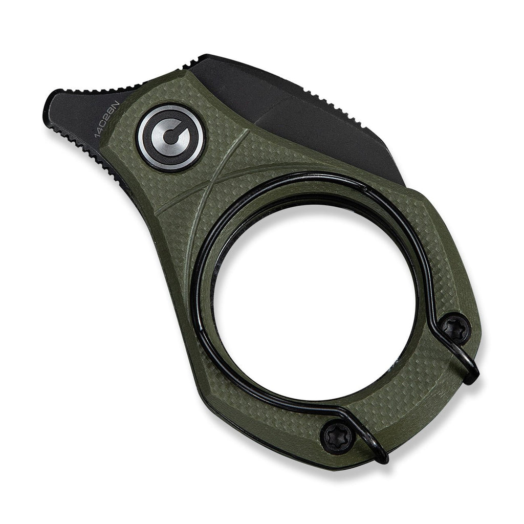 CIVIVI Pyrus Slip Joint Utility Knife OD Green G10 Handle (0.65" Black Stonewashed 14C28N Blade) C23038-4