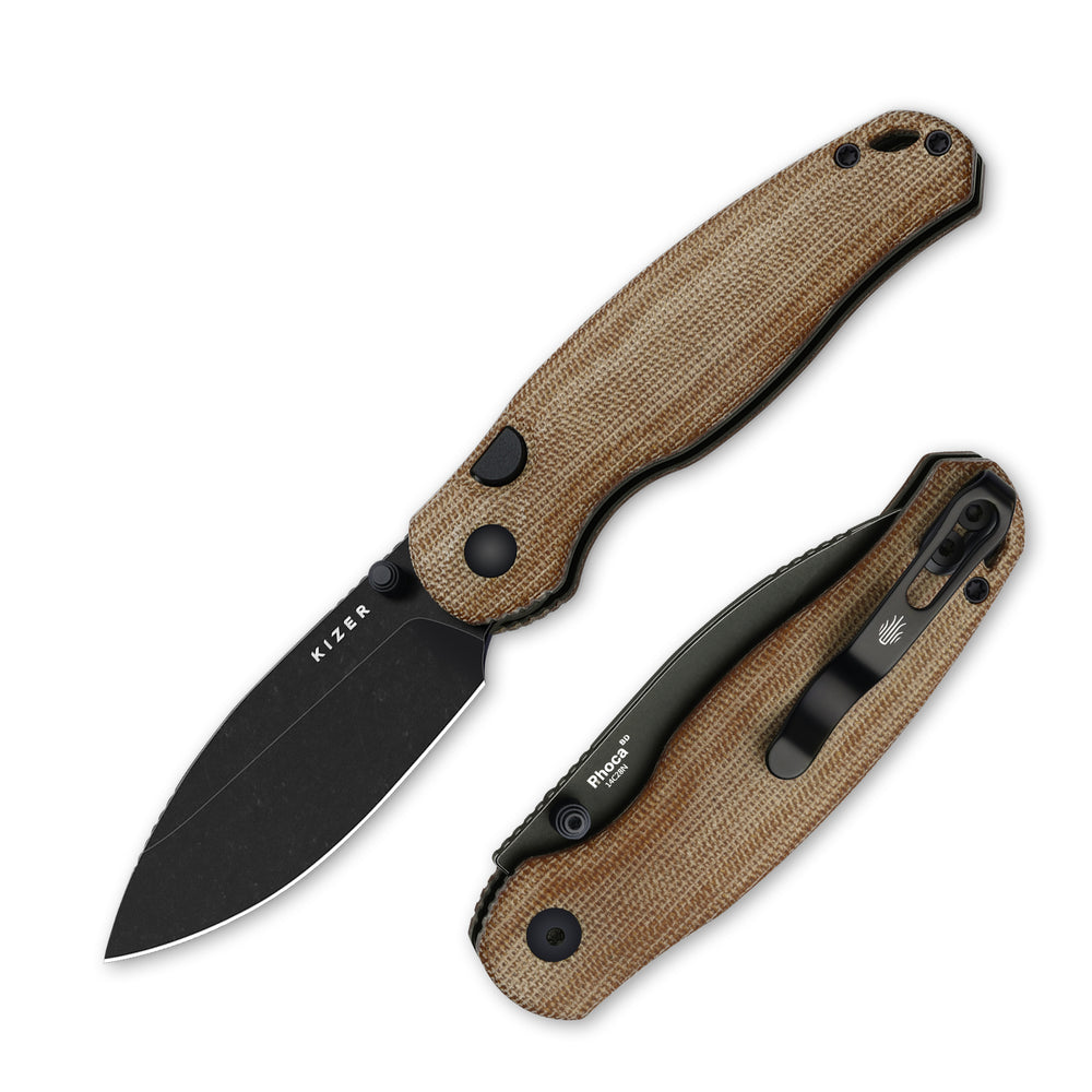 KIZER CUTLERY Phoca BD | 14C28N | Norplex UltreX™ Micarta | Button Liner Lock