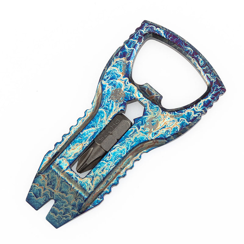 KANSEPT KNIVES PryOfSorts Titanium EDC Multi-Tool | Pry Bar, Bottle Opener & Magnetic Bit Driver | Lightning Strike Finish | Designed by Koch Tools-C010A3