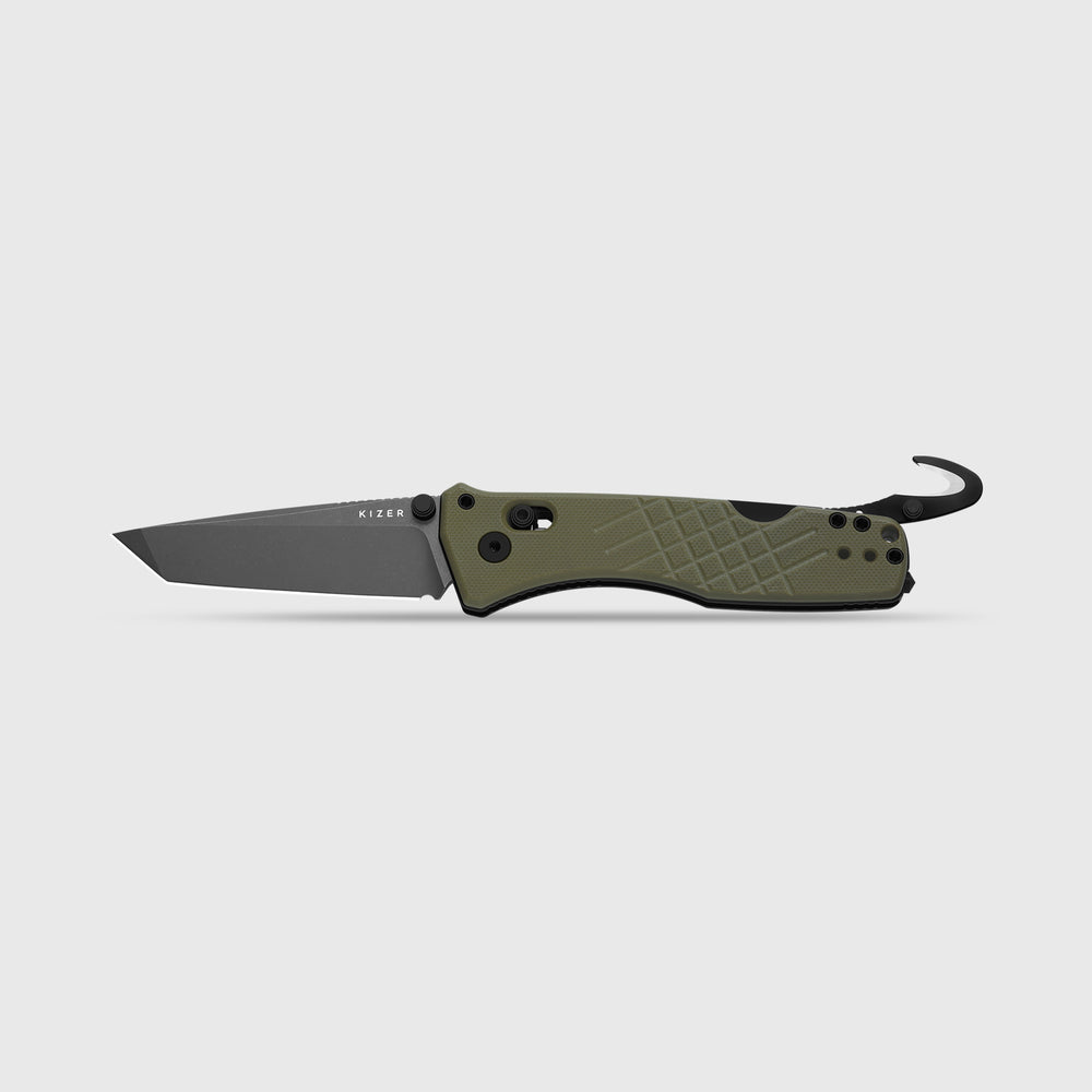 KIZER CUTLERY Aegis T | AEB-L | Green G10 | Rescue Hook & Glass Breaker