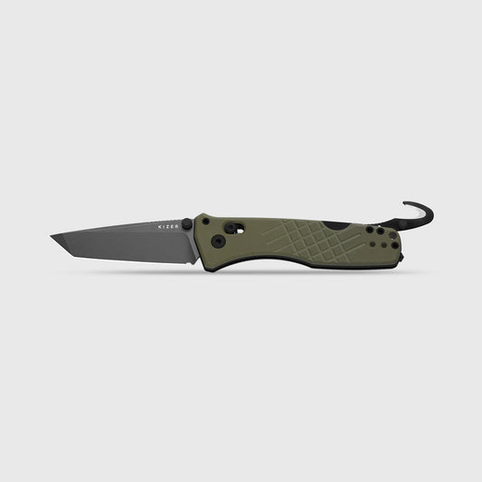 KIZER CUTLERY Aegis T | AEB-L | Green G10 | Rescue Hook & Glass Breaker