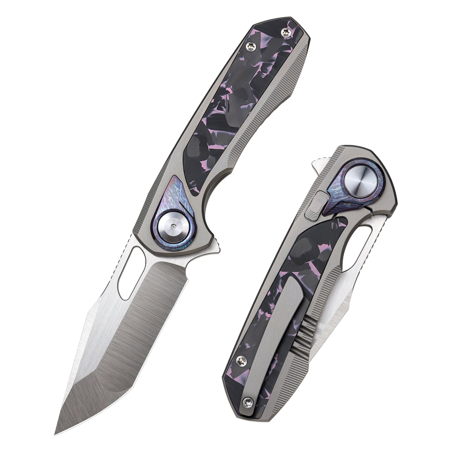 REMETTE RT-Saker Falcon Folding Pocket Knife Innovative Button Lock Structure Design S45VN Blade Titanium Handle Knives ASTP-3 with Safety Lock