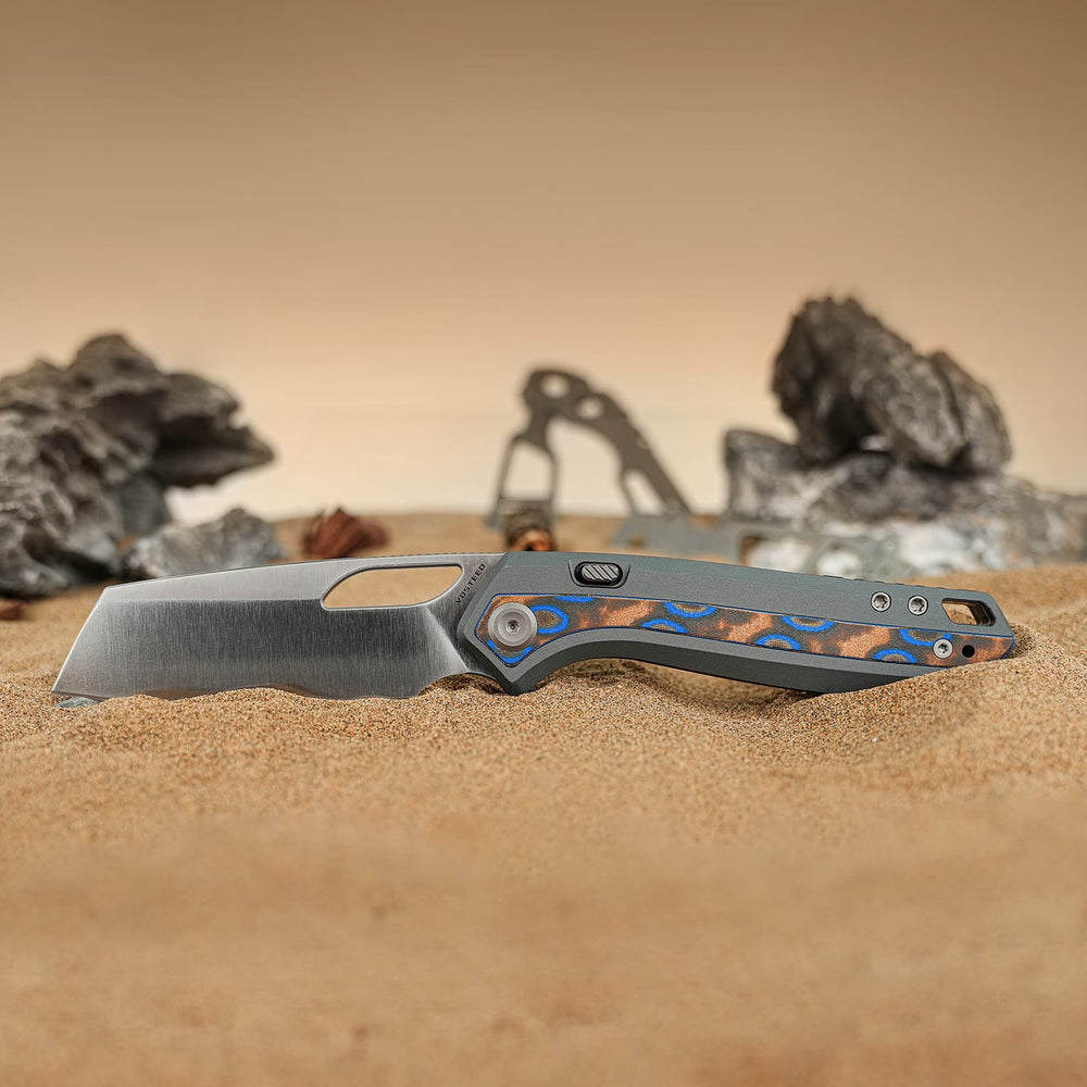 VOSTEED Kroc 329 -Top Liner Lock (3.29" S35VN Blade & Aluminum & Ocean Micarta Handle) - A1813