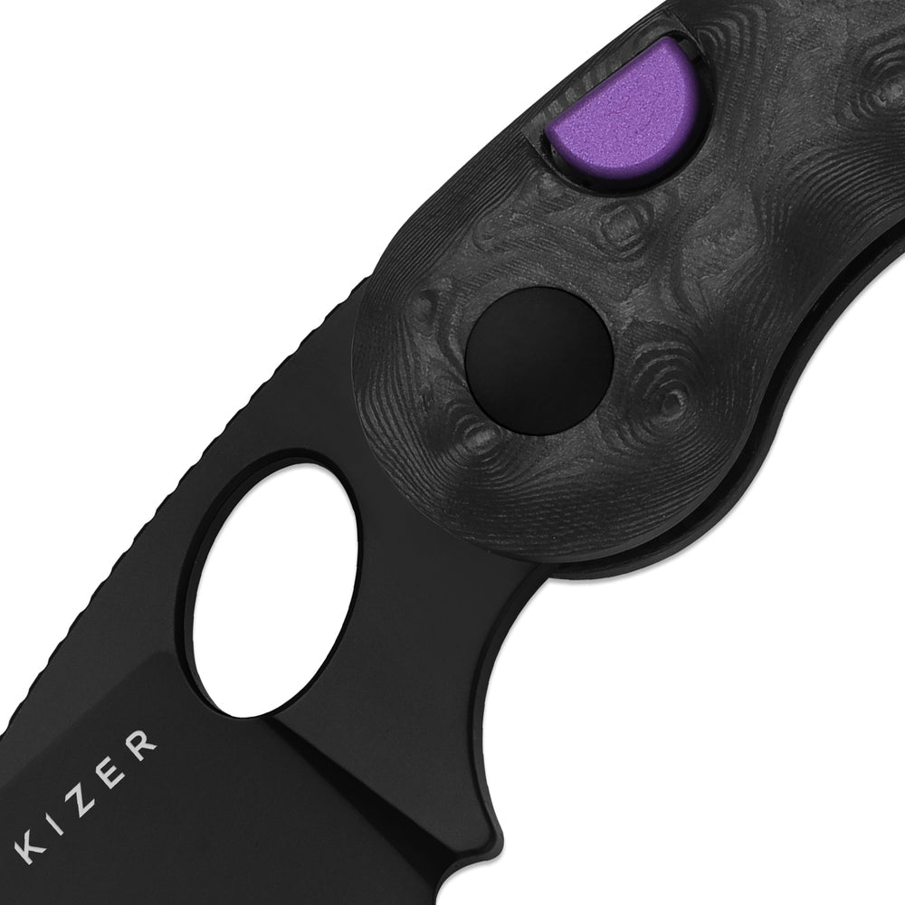 KIZER CUTLERY Microbe™ | 5Th Pocket Knife | Kizer Button Liner Lock™ | Fat Carbon Black Dune Handle | KizerB™ 2742A3