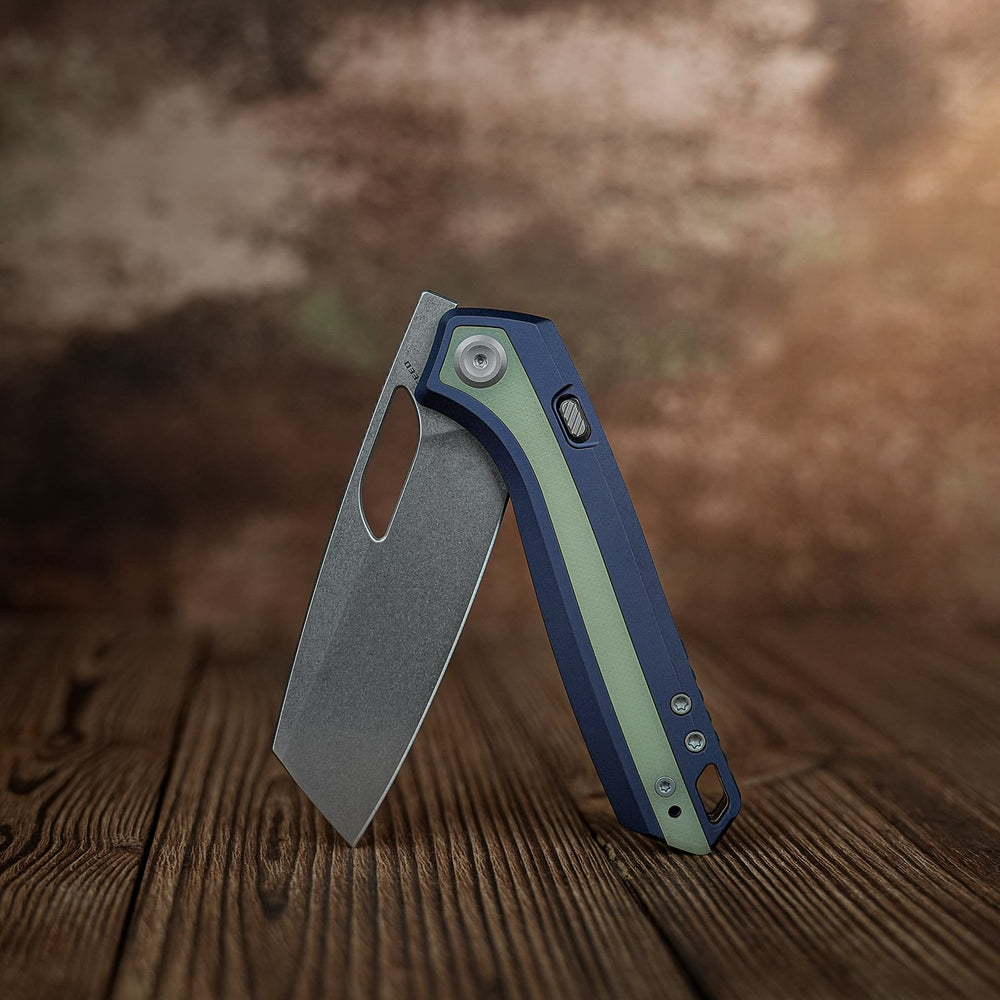 VOSTEED Kroc 329 -Top Liner Lock (3.29" S35VN Blade & Aluminum & Grow-in-the-Dark G10 Handle) - A1814