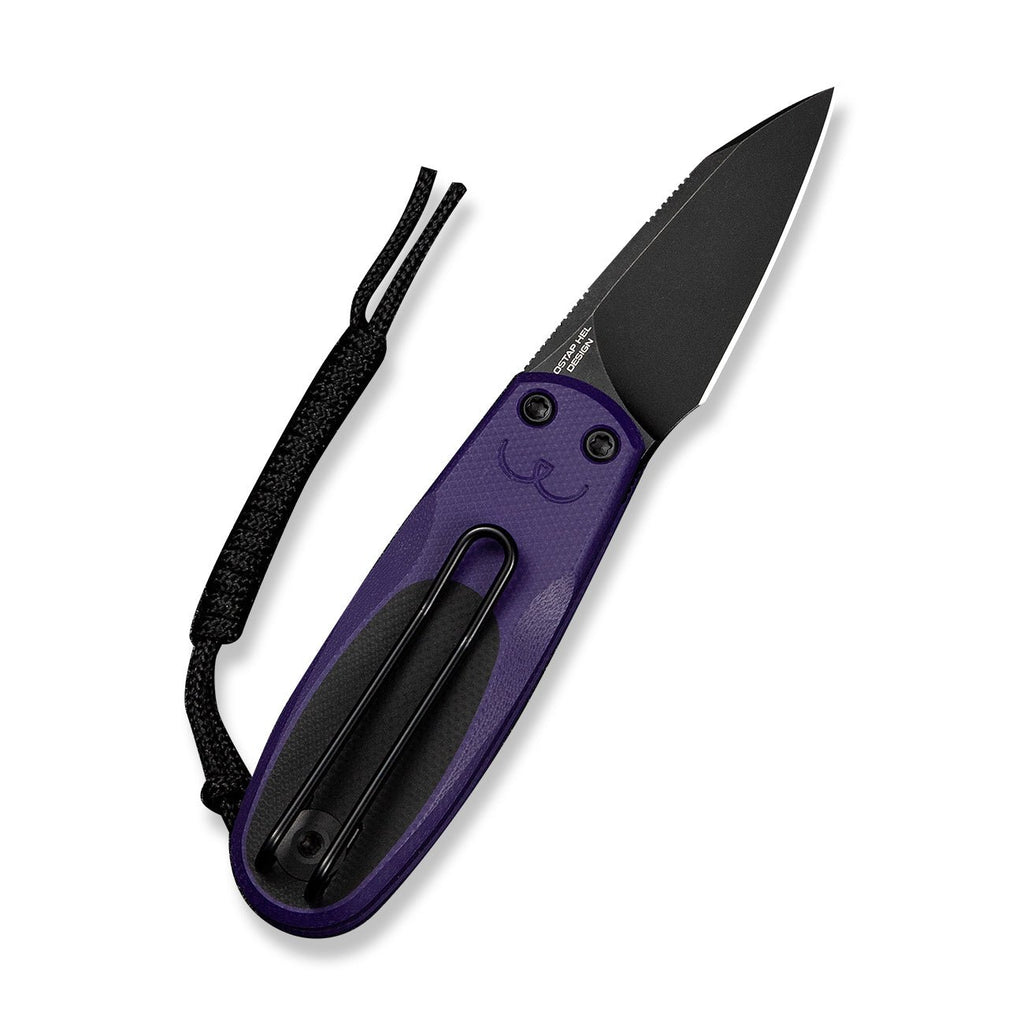 CIVIVI Purr Flipper & Slip Joint Knife Purple & Black G10 Handle (1.83" Black Stonewashed Nitro-V Blade) C25054-3, With 1PC Black Lanyard