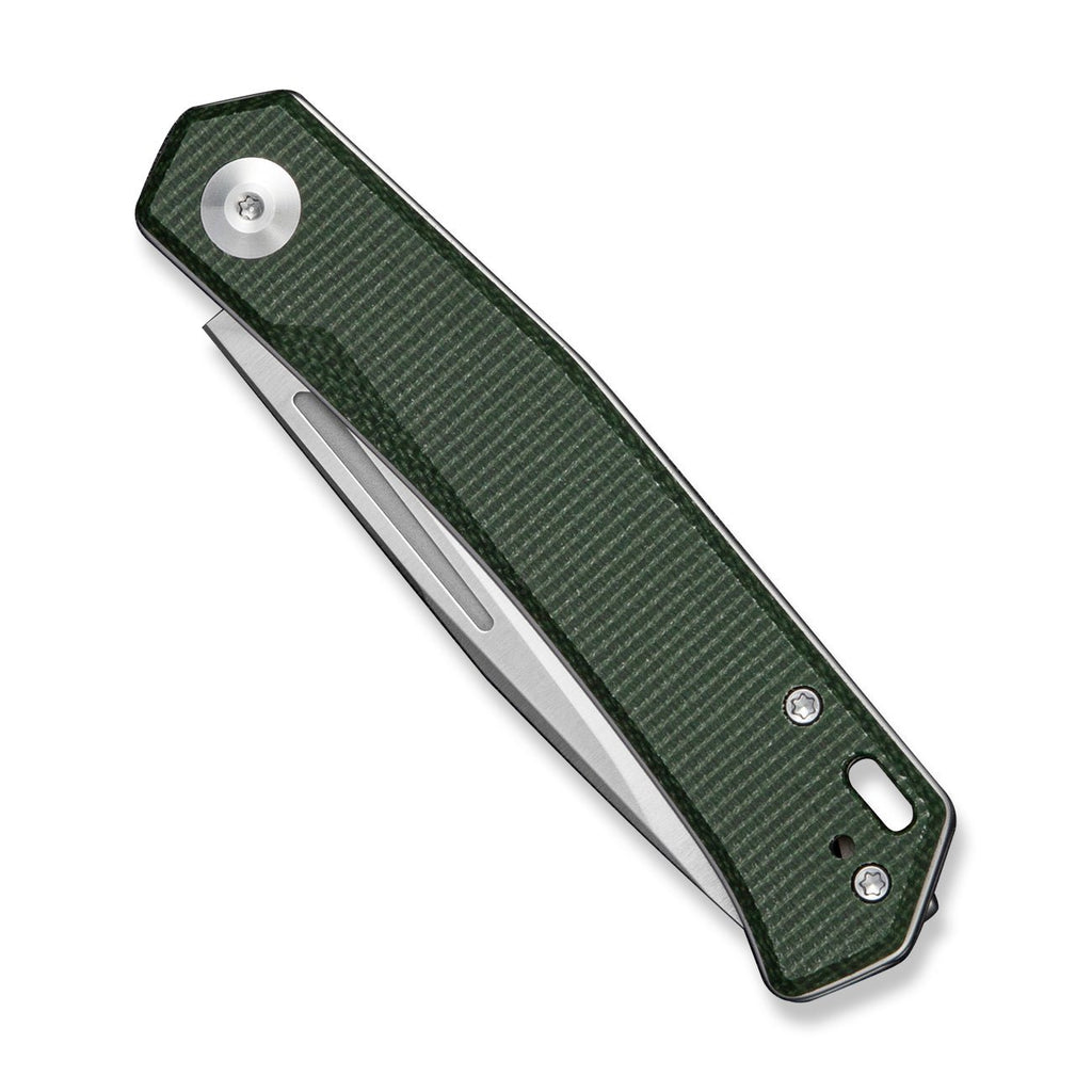SENCUT Braxx Slip Joint Knife Green Canvas Micarta Handle (3.12" Satin Finished D2 Blade) S25089-2
