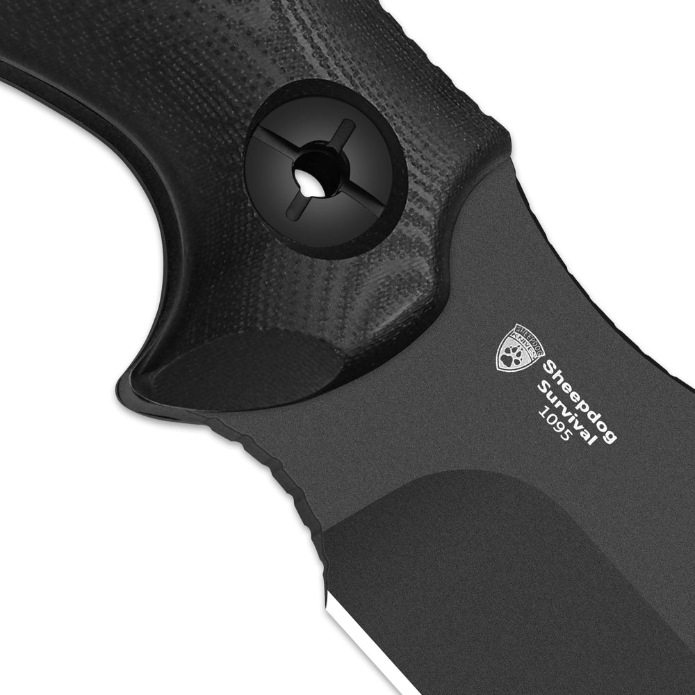 KIZER CUTLERY Sheepdog® Survival | Hammer Pommel · Bow Drill Divot | Black G10