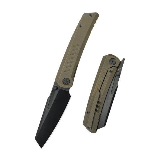 KB Insomnia Frame Locking Folding Knife Bronze Titanium Handle 3.46" DLC Satin M390 Blade KB441C